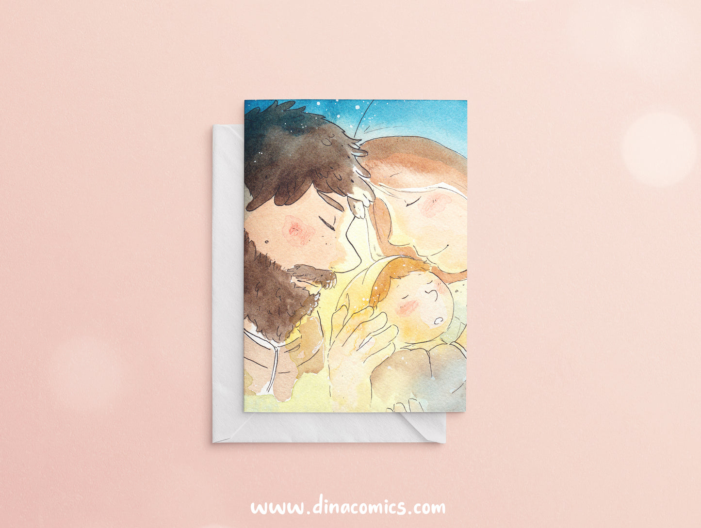 Postal de Navidad católica ilustración Sagrada Familia #9
