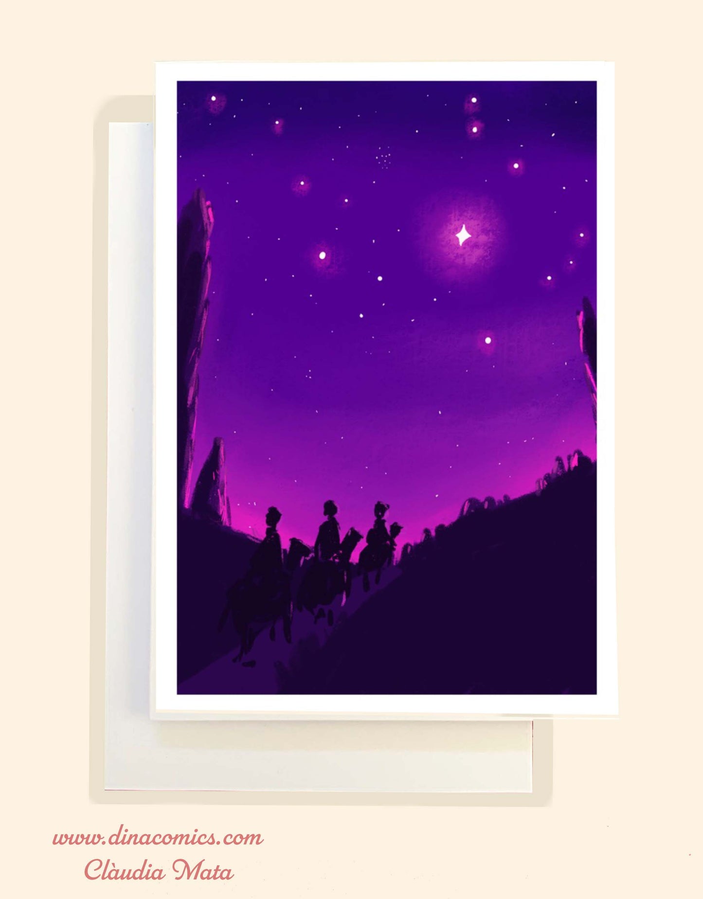 Postal de Navidad católica ilustración Reyes Magos #3