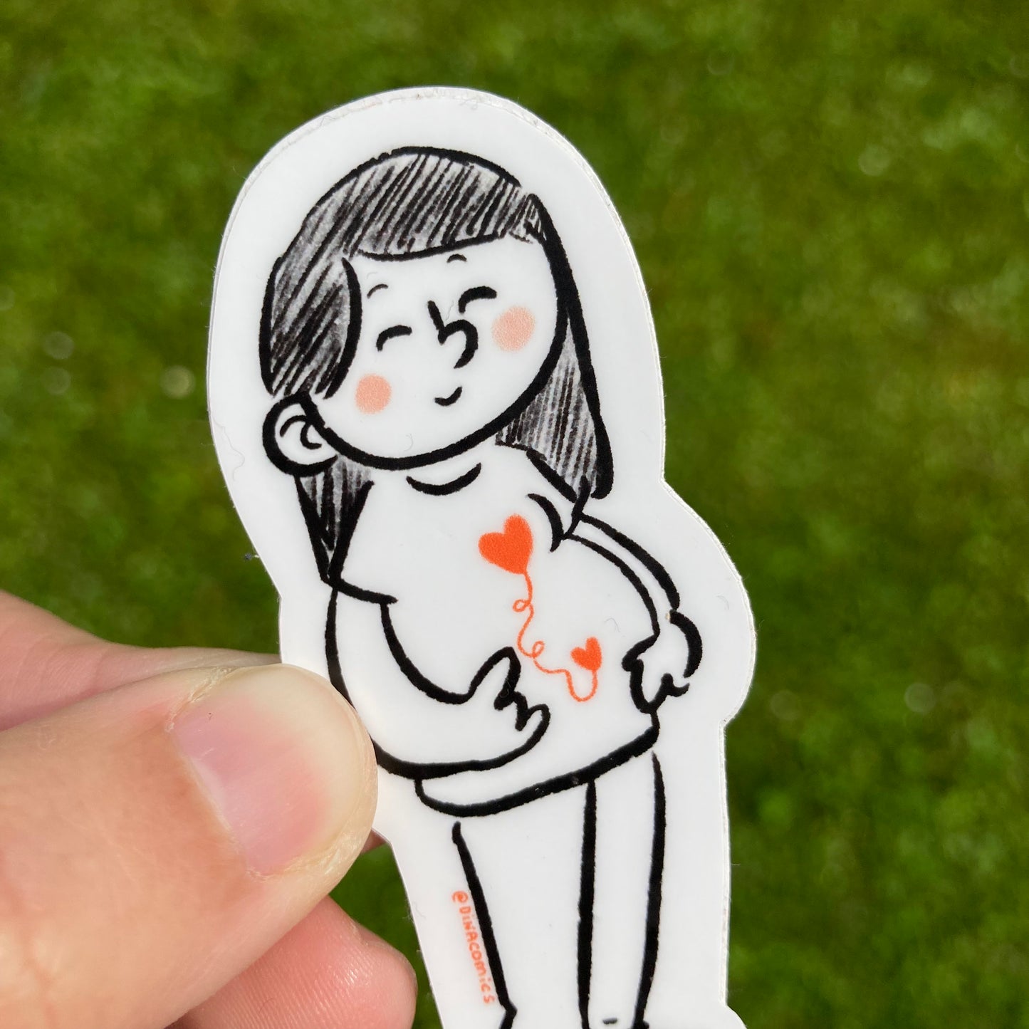 Adhesivo Embarazada dos corazones cuqui