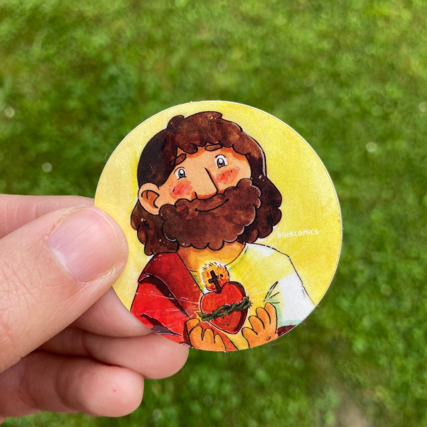 Adhesivo Jesús Sagrado Corazón brillante