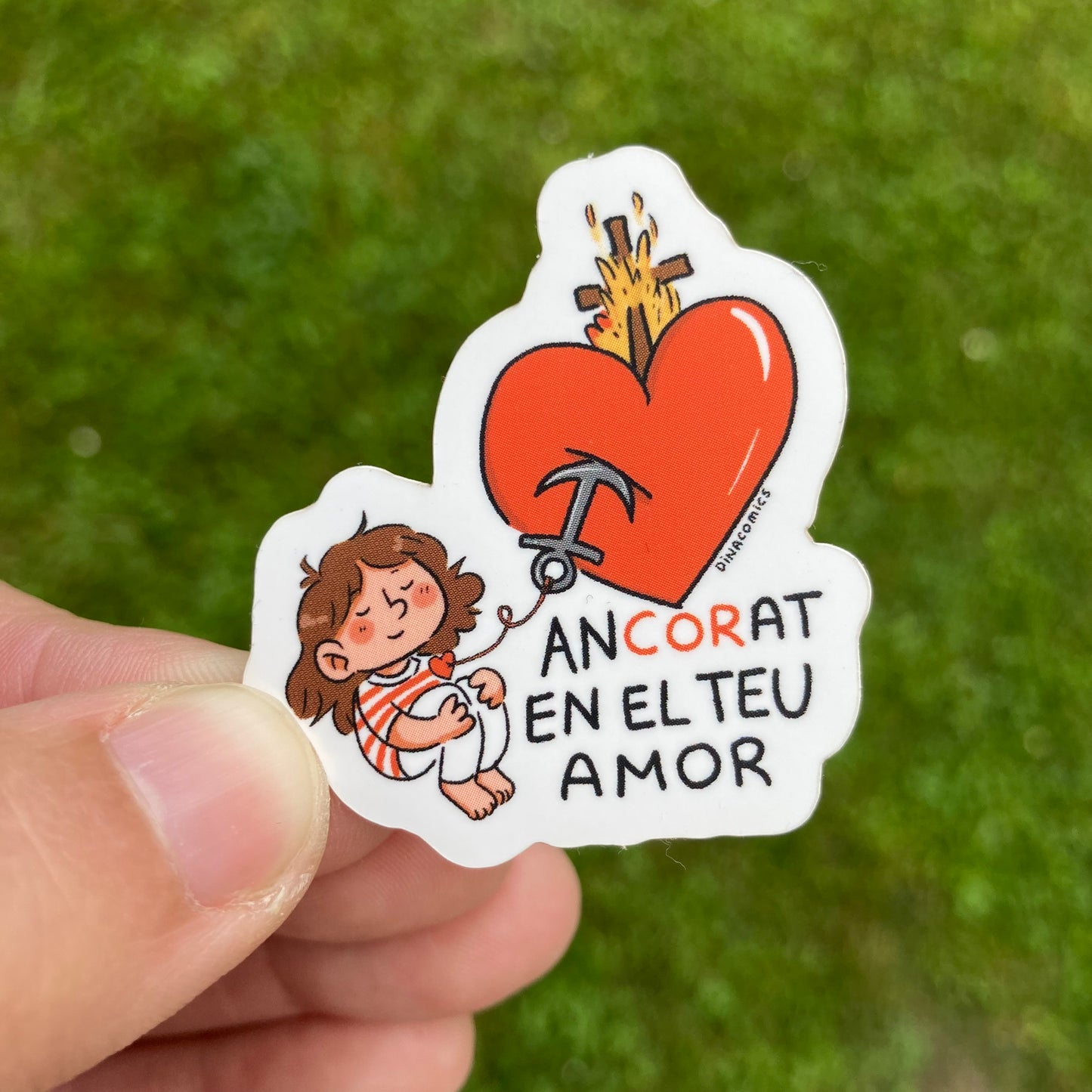 Adhesivo catòlic en Català: "Ancorat en el teu amor" Sagrat Cor