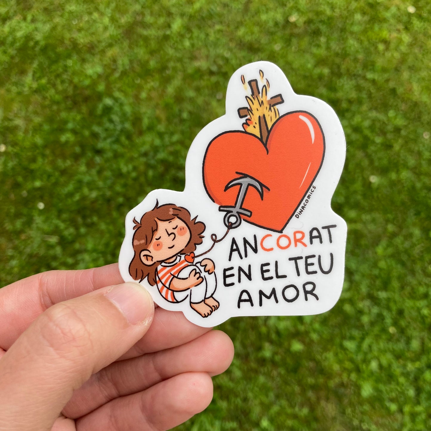 Adhesivo catòlic en Català: "Ancorat en el teu amor" Sagrat Cor