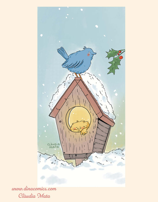 Postal de Navidad Piupiuet #4 pareja de pájaros