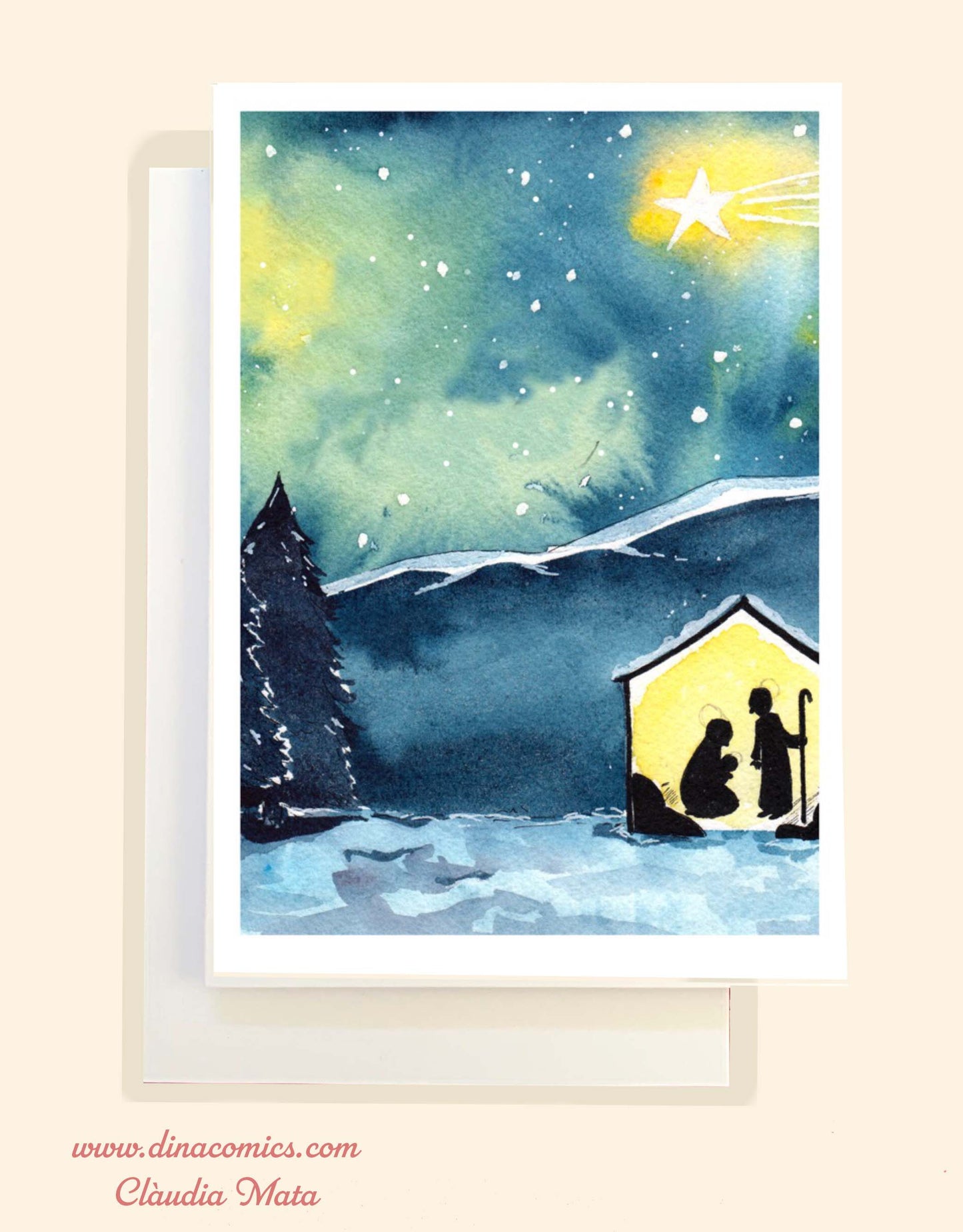 Postal de Navidad católica ilustración Sagrada Familia #2