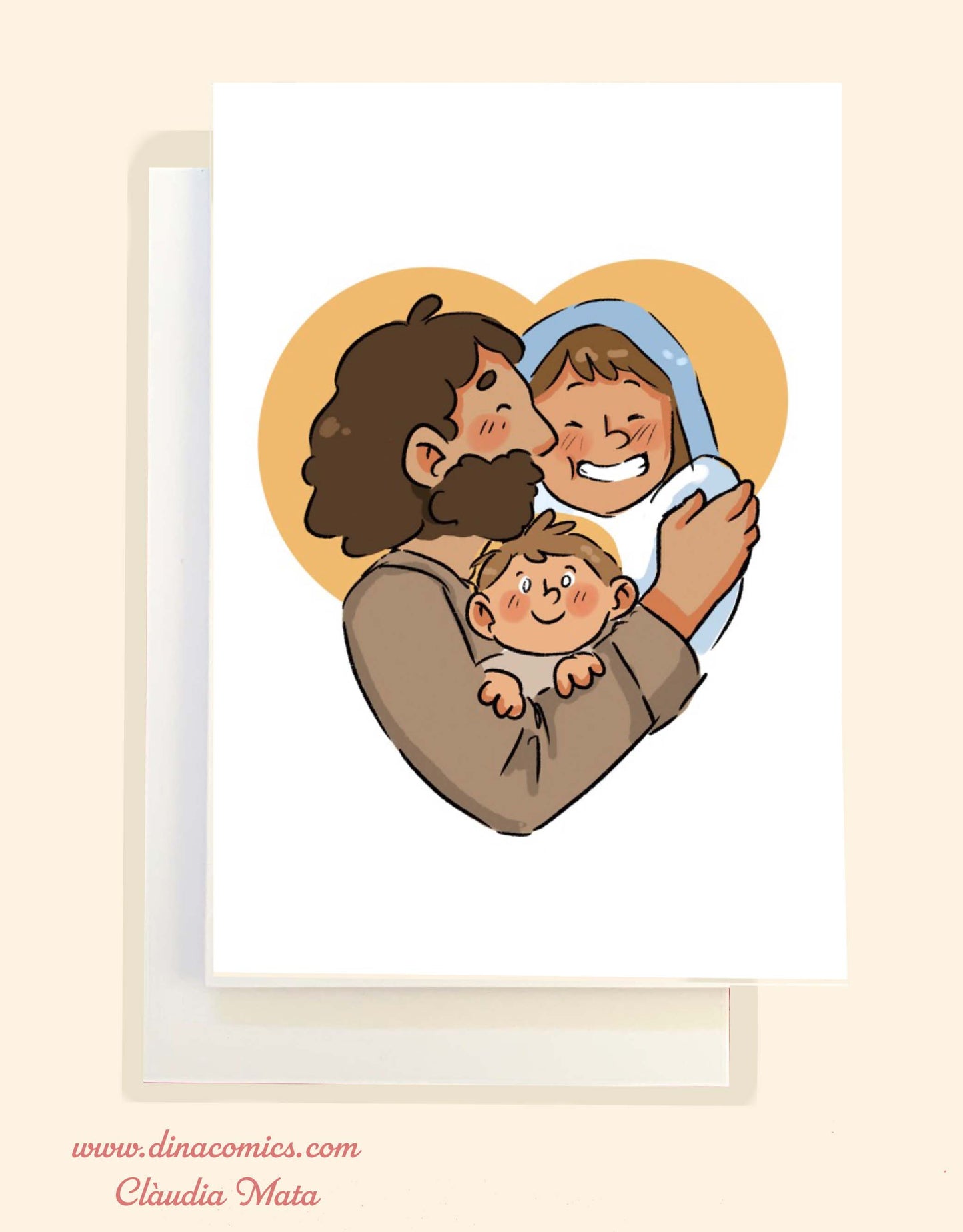 Postal de Navidad católica ilustración Sagrada Familia #4