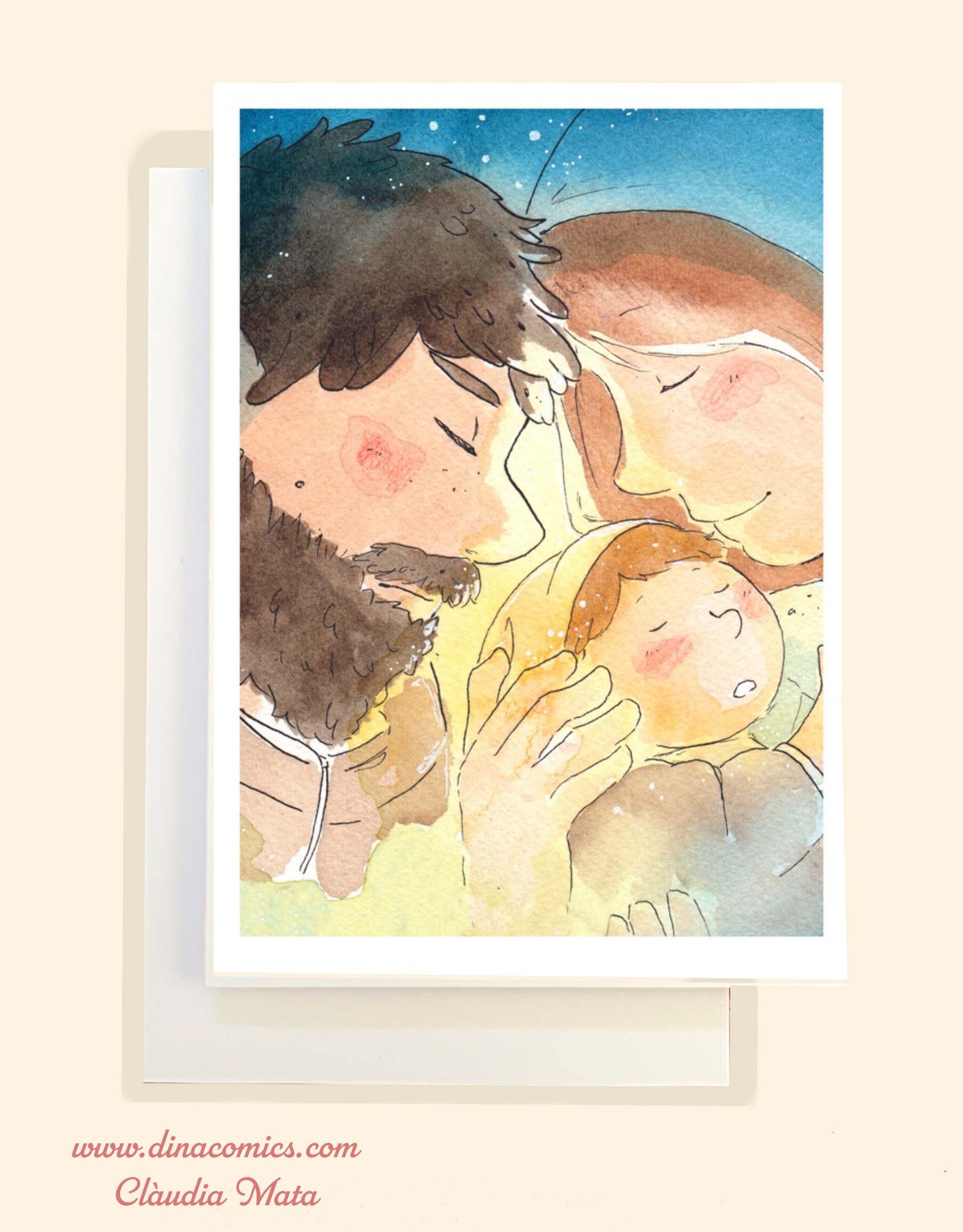 Postal de Navidad católica ilustración Sagrada Familia #9