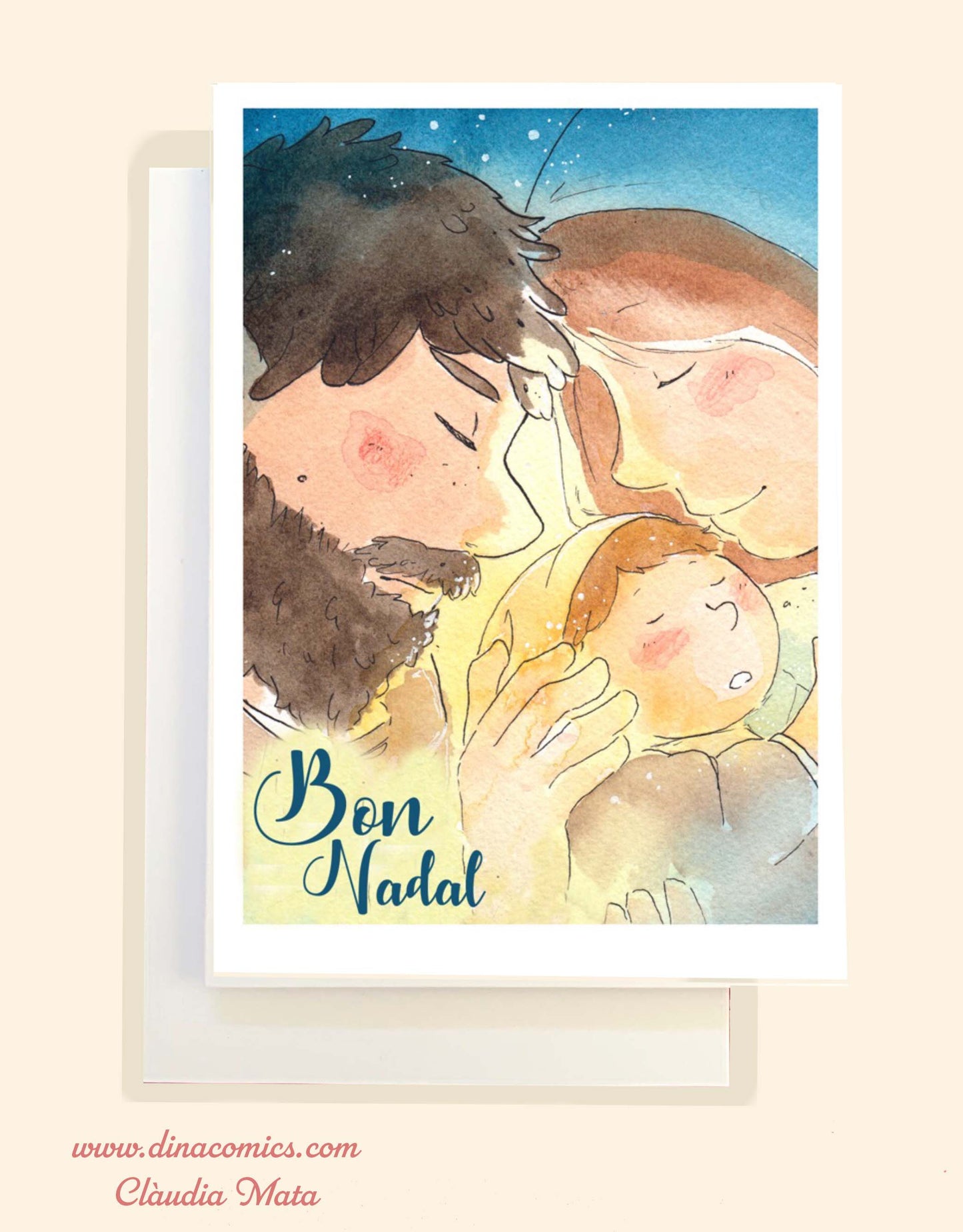 Postal de Navidad católica ilustración Sagrada Familia #9