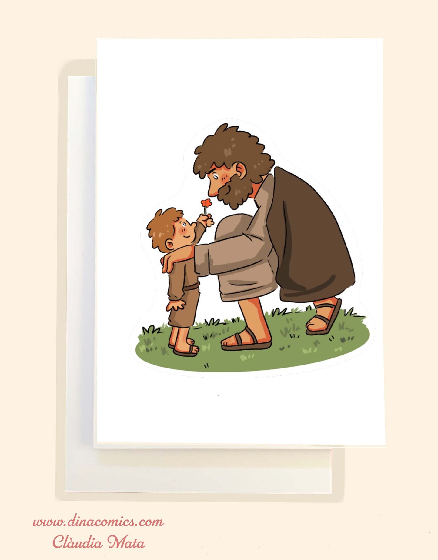 Postal de Navidad católica ilustración San José #2