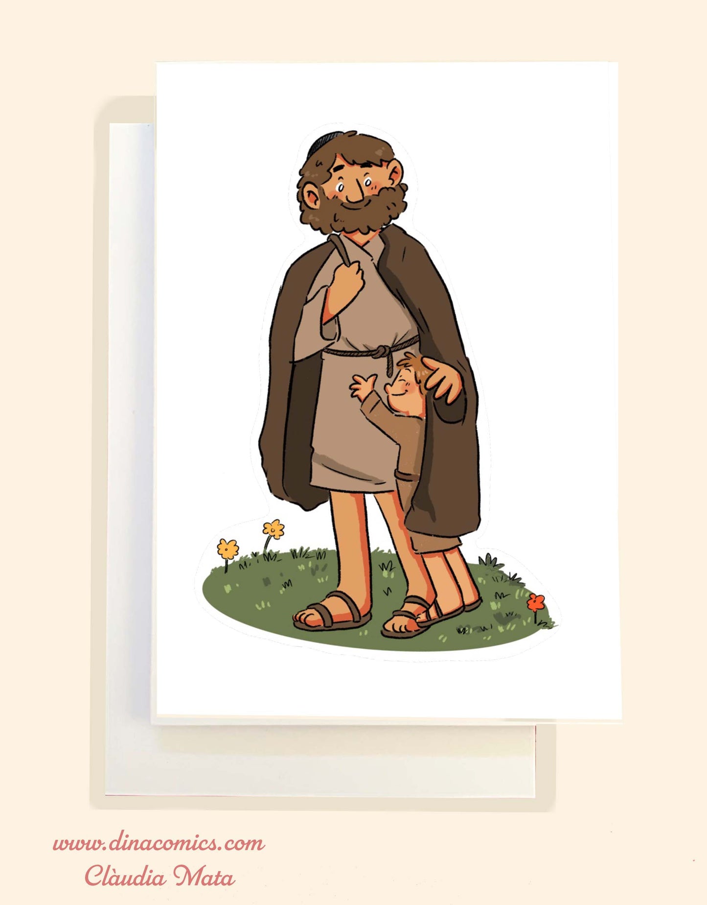 Postal de Navidad católica ilustración San José #3