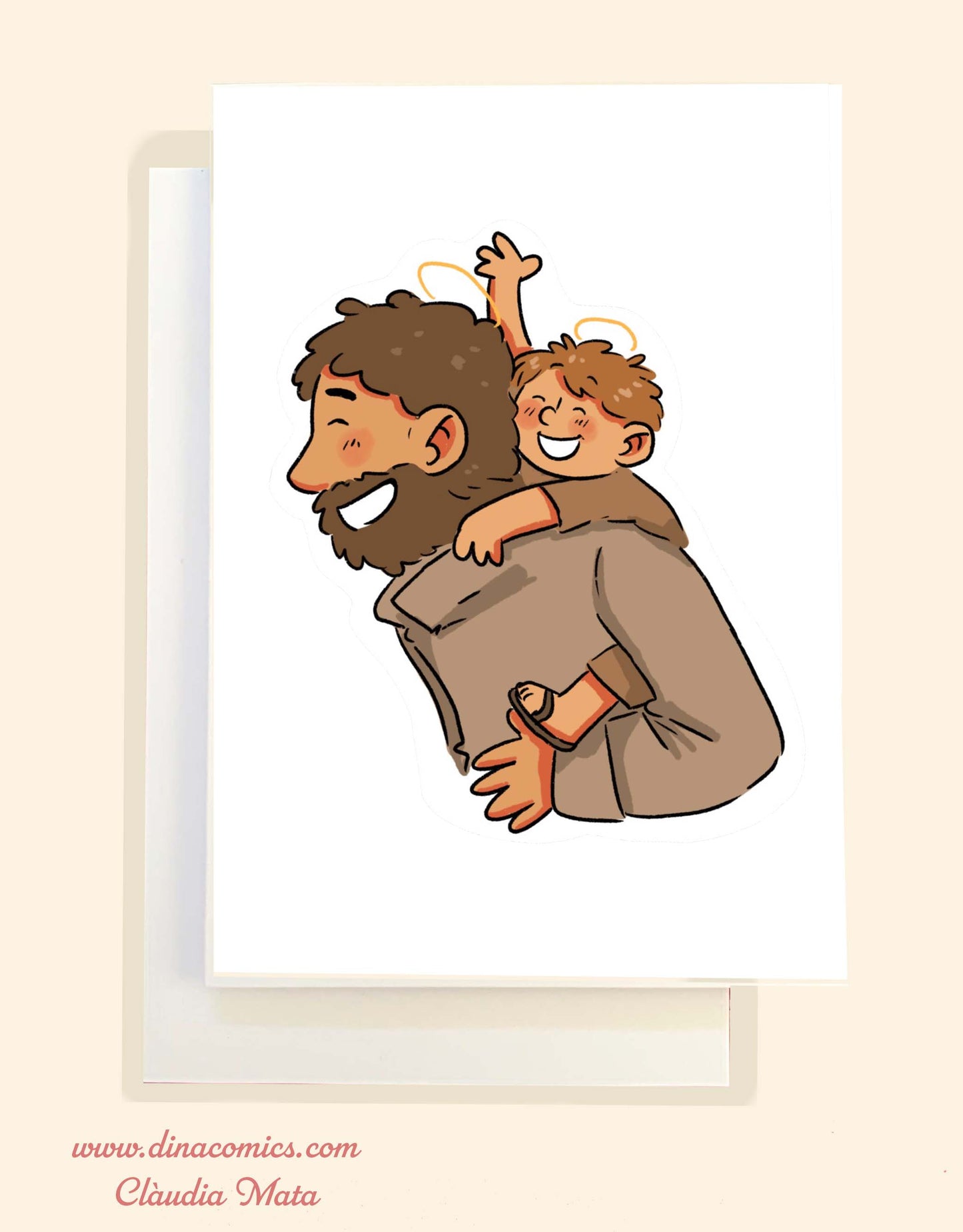 Postal de Navidad católica ilustración San José #5