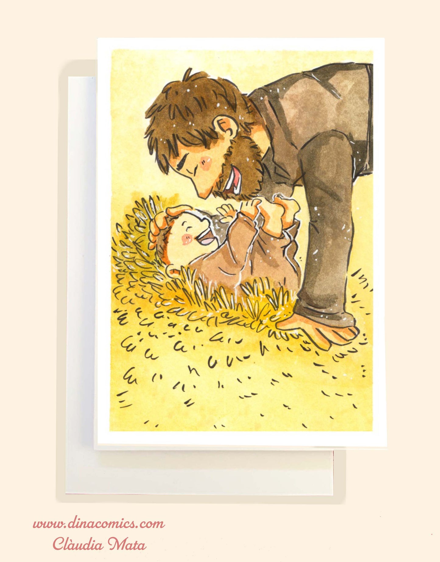 Postal de Navidad católica ilustración San José #6