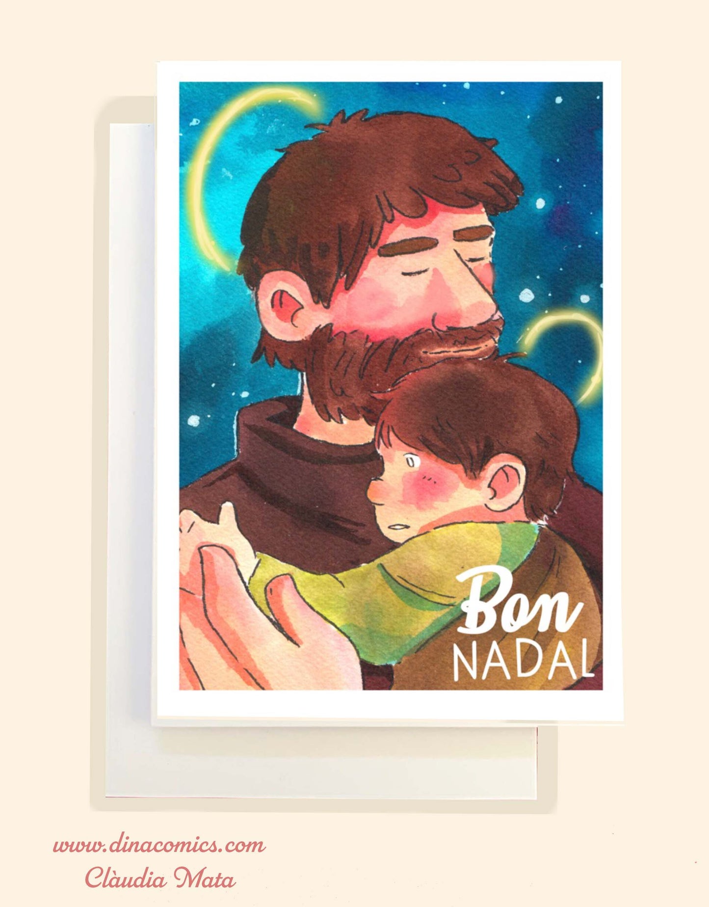 Postal de Navidad católica ilustración San José #7
