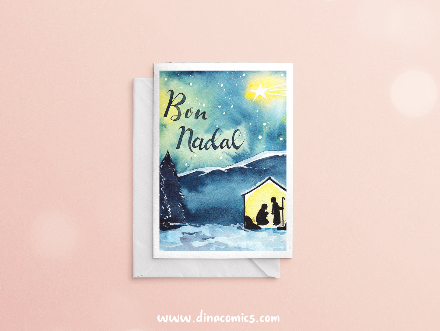 Postal de Navidad católica ilustración Sagrada Familia #2