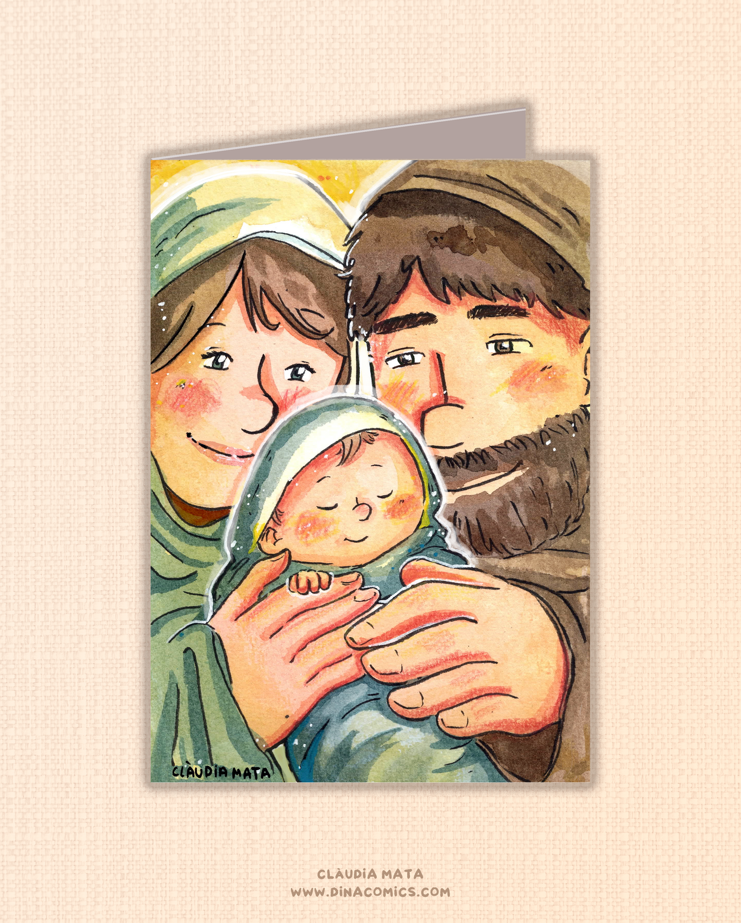 Postal de Navidad Sagrada Familia, Virgen María, José y niño Jesús nueva 2023