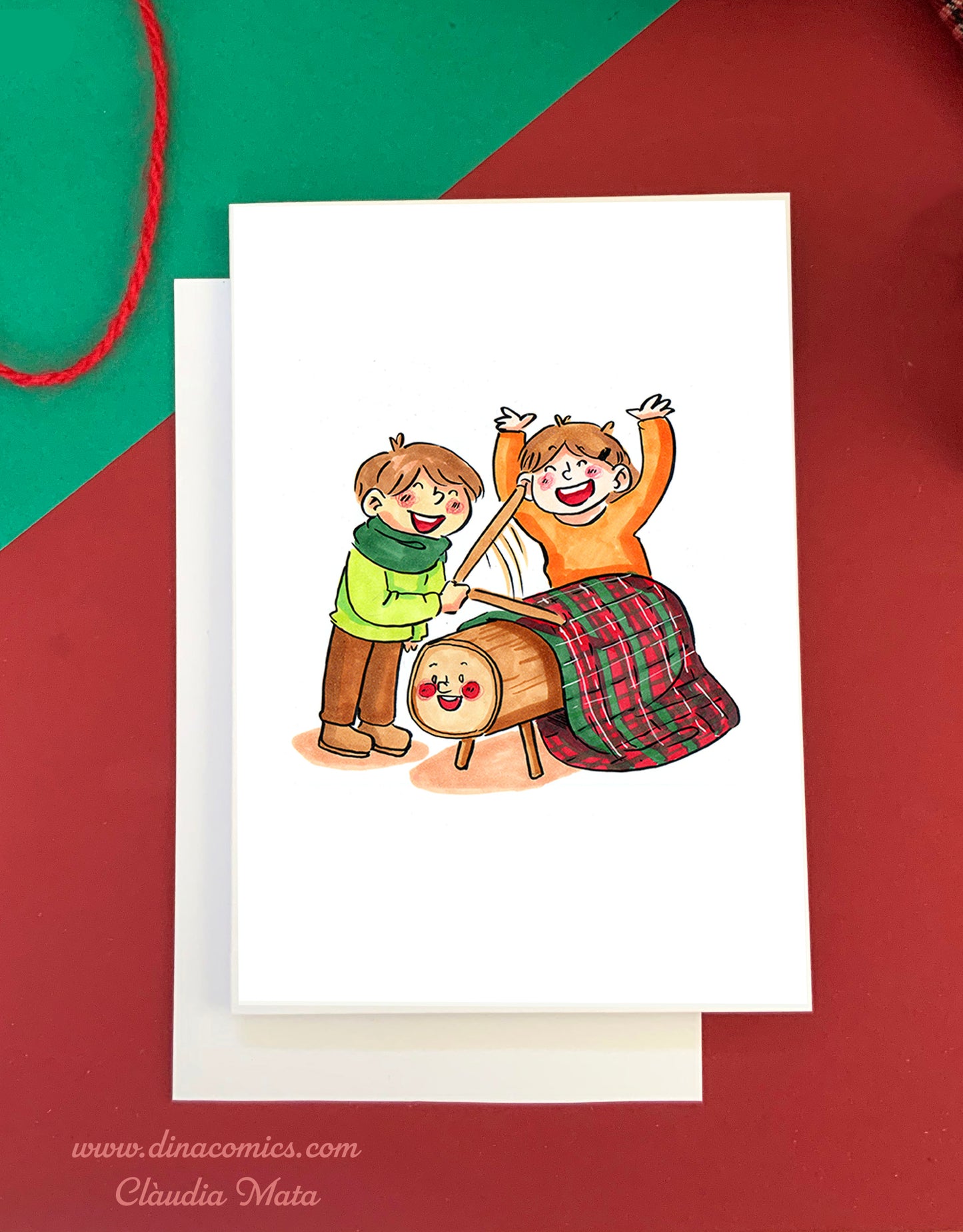 Postal de Navidad Catalunya Tió de Nadal dinA6 más sobre