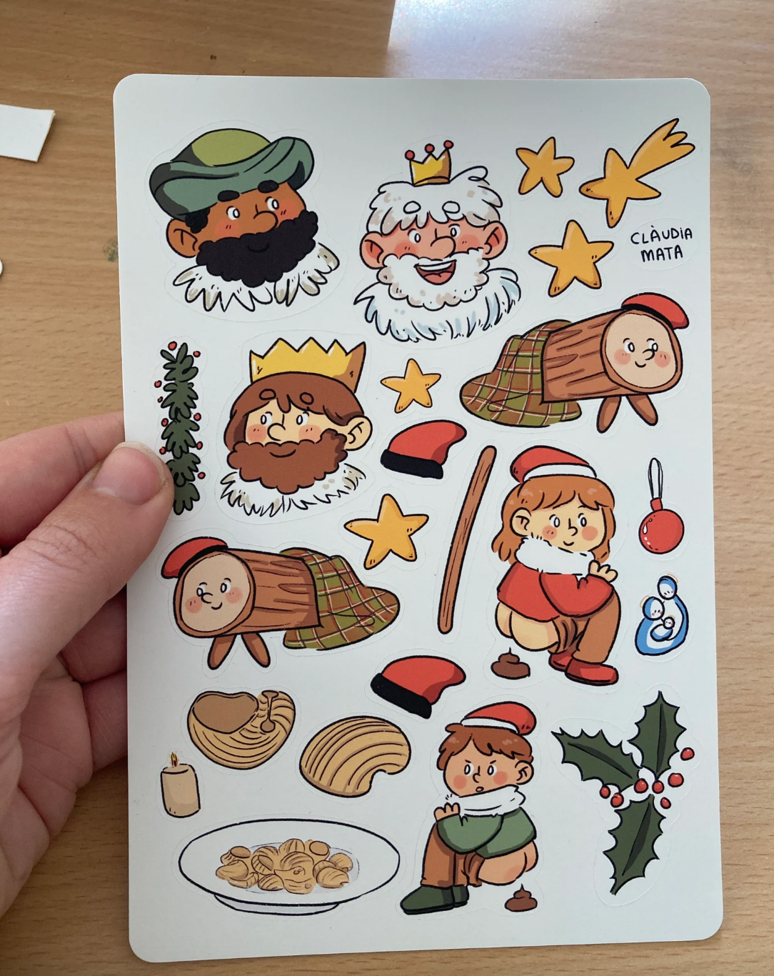 Hoja de pegatinas de Navidad Catalunya, Caga Tió, Galets, Caganers (más de 20!)