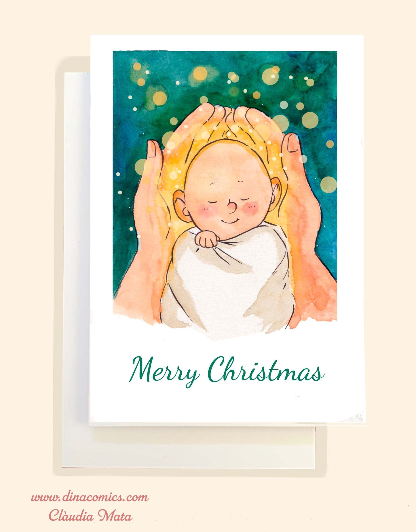 Postal de Navidad católica ilustración niño Jesús #2