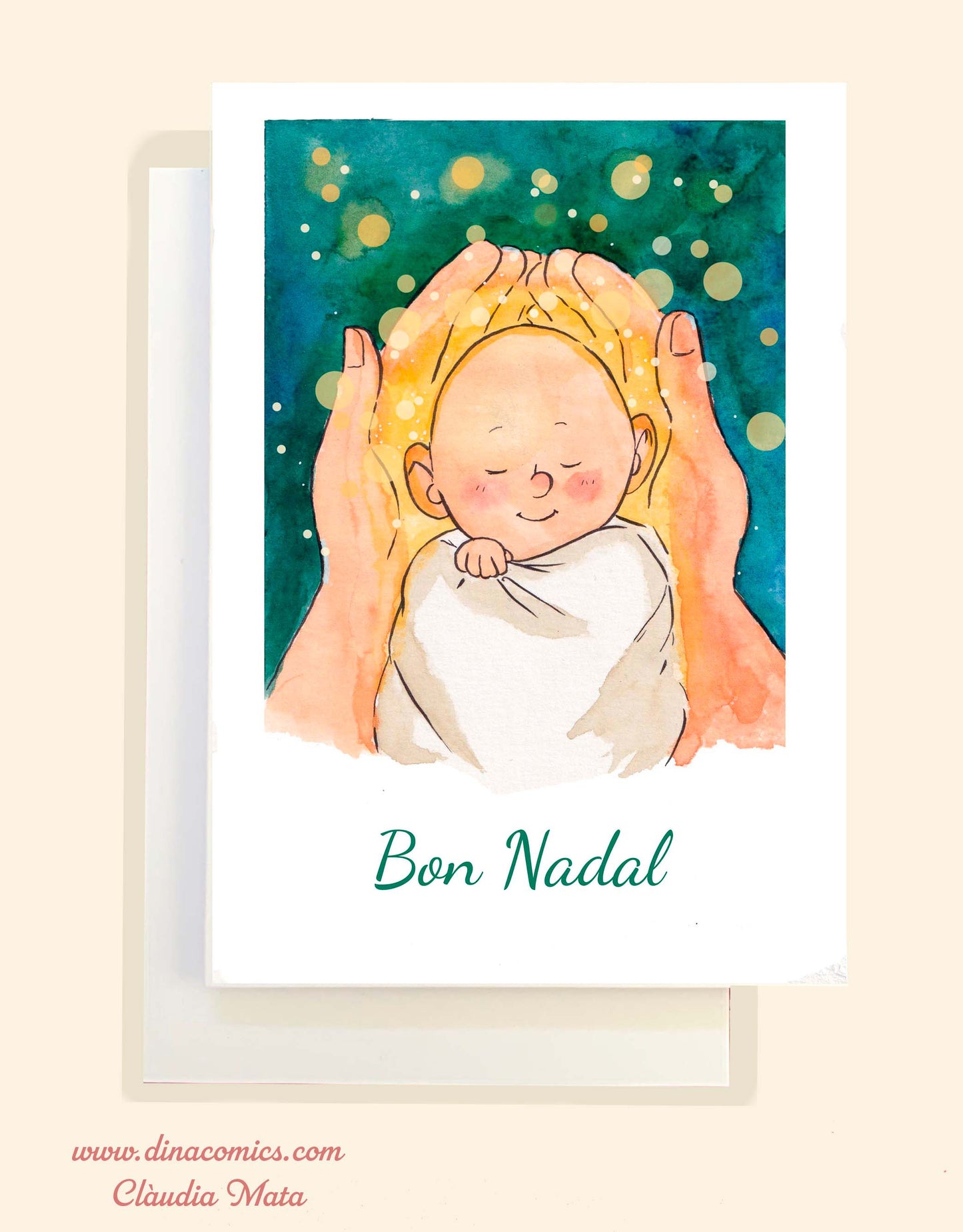 Postal de Navidad católica ilustración niño Jesús #2