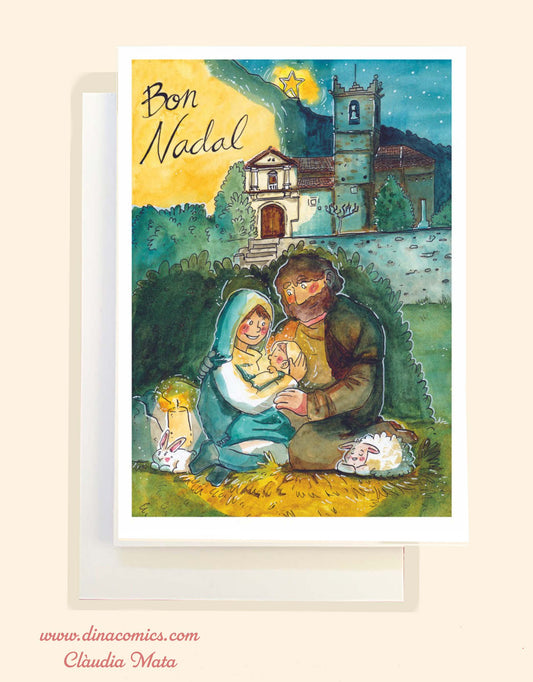 Postal de Navidad católica ilustración Sagrada Familia #6 Gurb