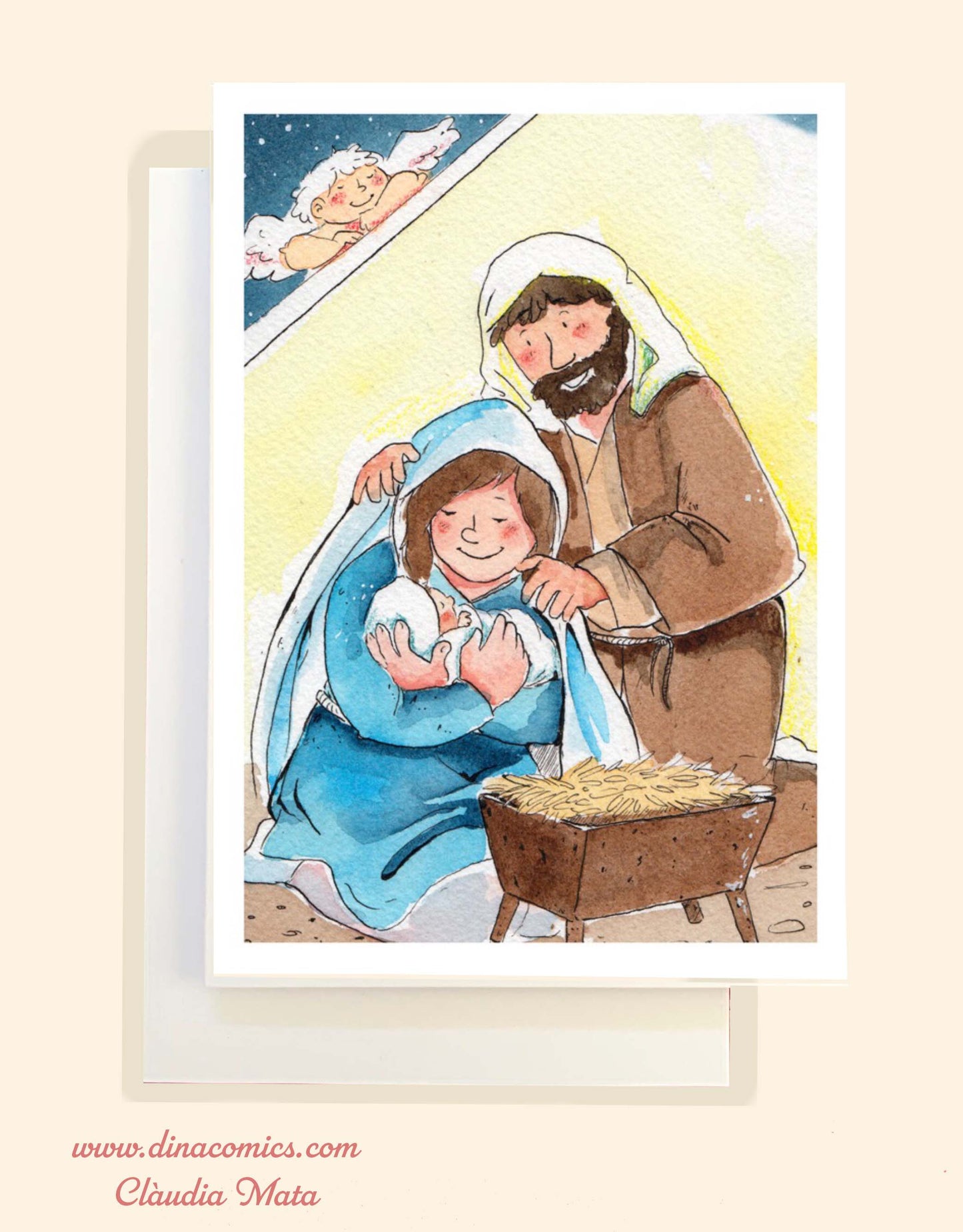 Postal de Navidad católica ilustración Sagrada Familia #10