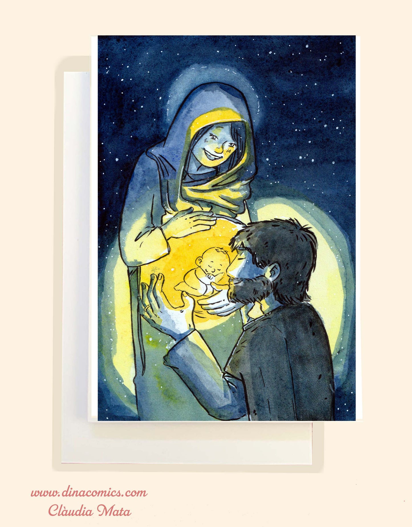 Postal de Navidad católica ilustración Sagrada Familia #12