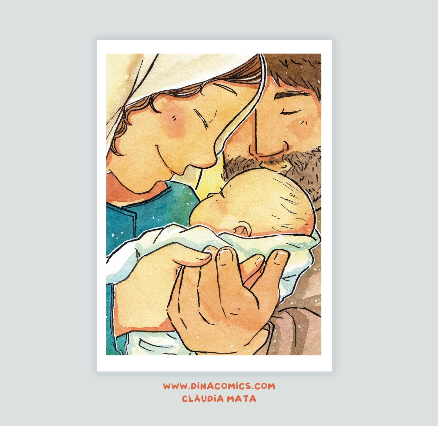 Lámina ilustración - Sagrada Familia María José niño Jesús